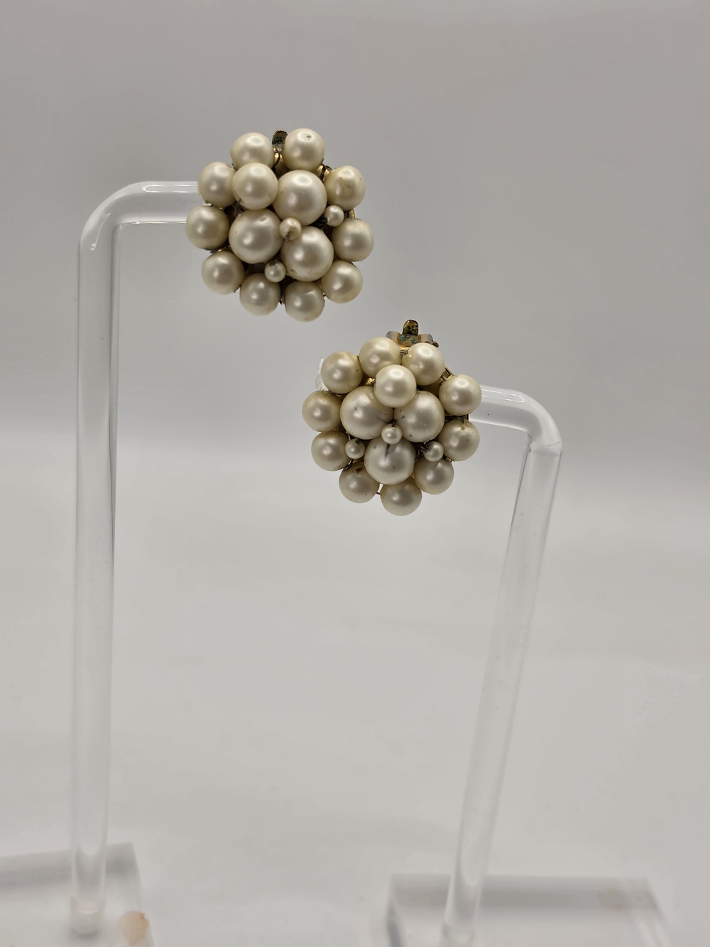 Louis Rousselet Pearl Textured Dome Button Clip On Earrings